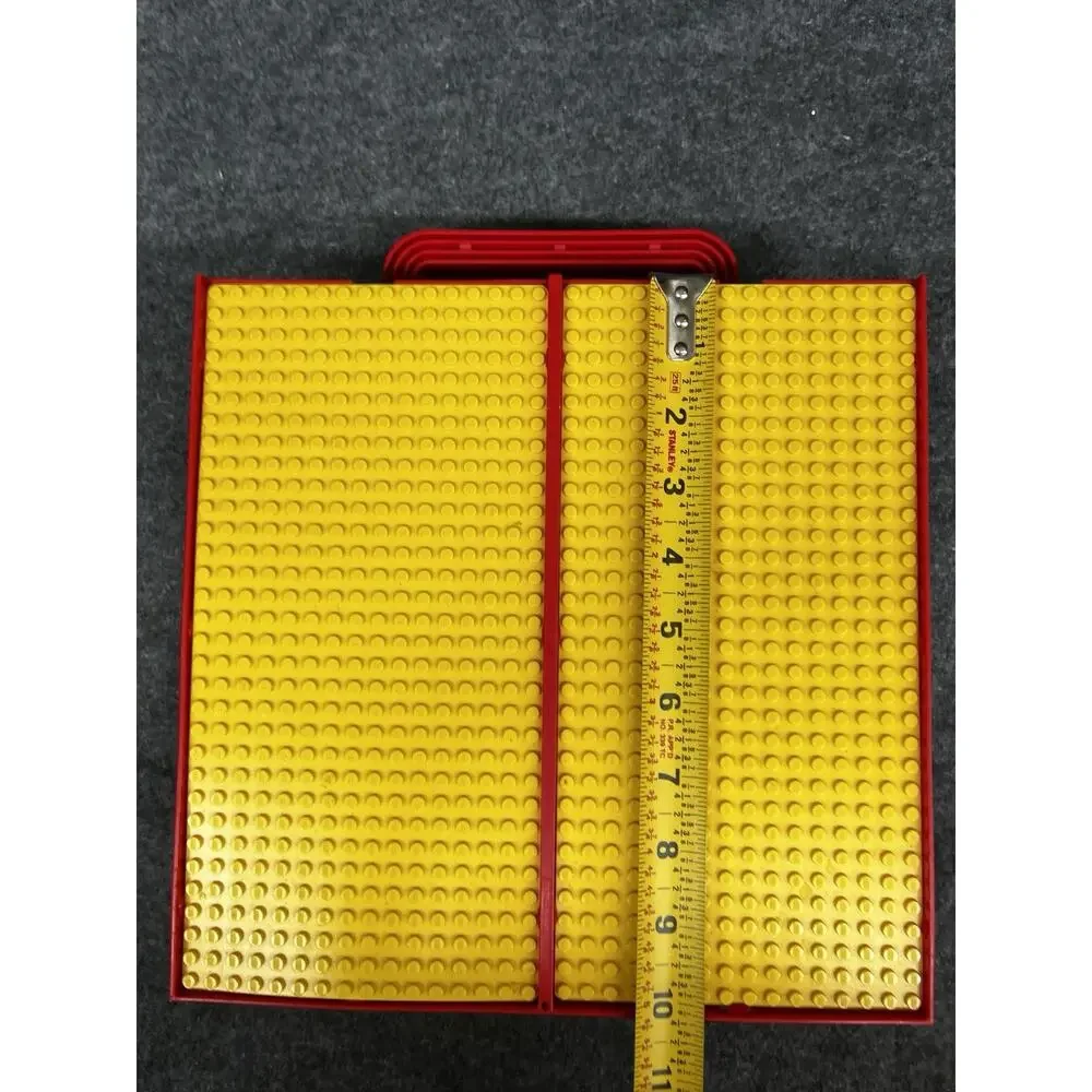 Lego Storage Case Box Red Yellow Vintage 1989 Slide Lid W/ Bulk Mixed Bricks